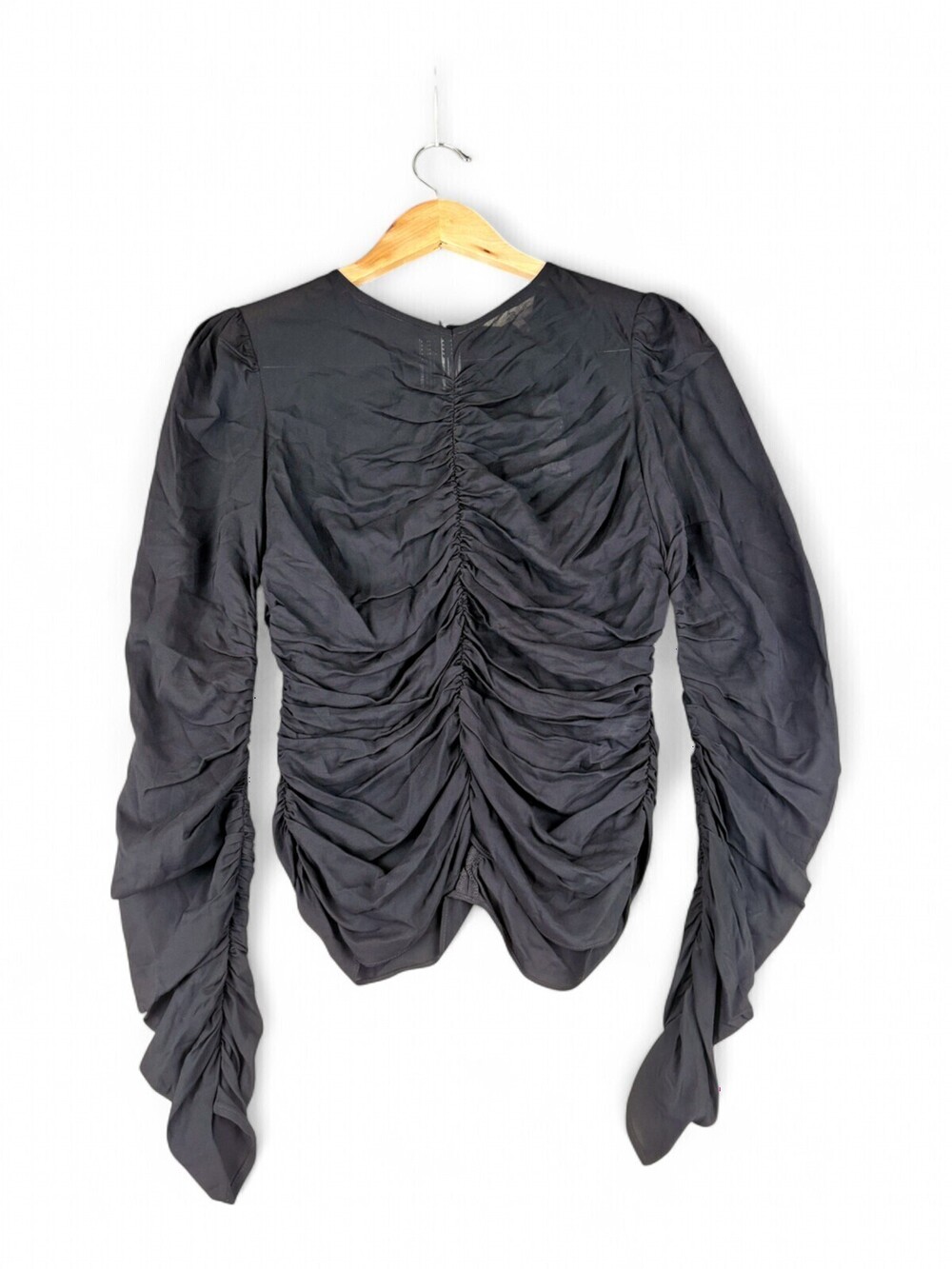 Banana Republic Black Ruched Long Sleeve Blouse S